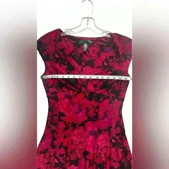NWOT Lauren by Ralph Lauren Pink Floral Print Swing Dress Size 4 (D225) - Picture 6 of 8